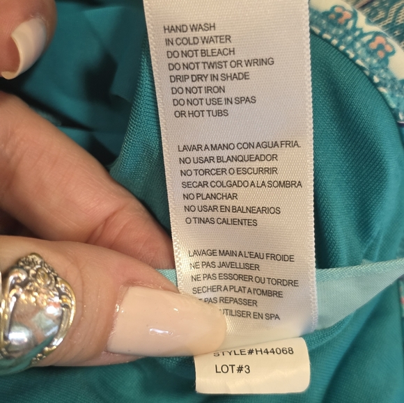 Vintage Fairy Teal Mesh Tankini Top Beach House 14 Tiered Mandala Print - Picture 15 of 15